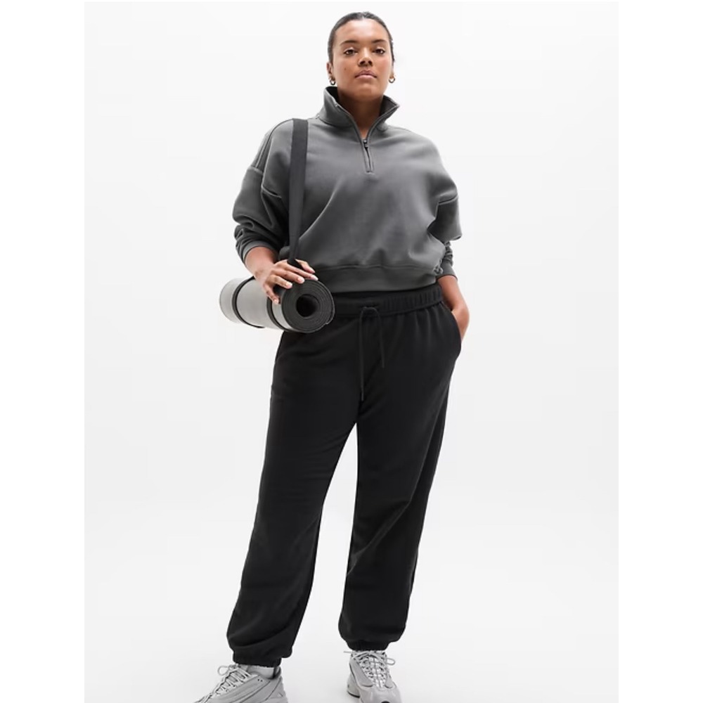 NWT Athleta Forever Fleece 1/2 Zip High Hip Sweatshirt XL Pullover Gray Athleisu